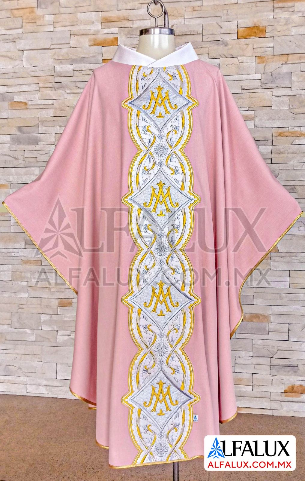 05 FRANCES SILUETA MA Casulla Alfalux Rosa Palo Blanco Plata 507